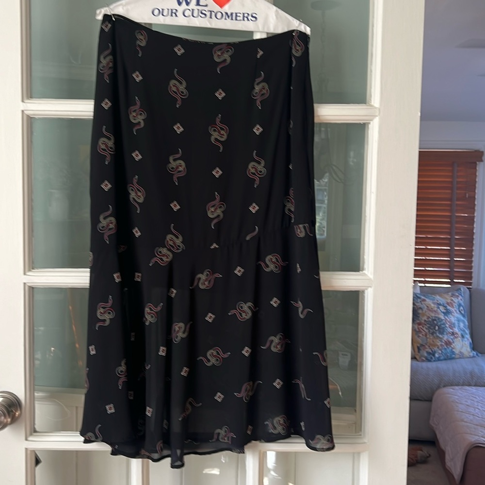 Silk/Rayon snake print mid calf length skirt